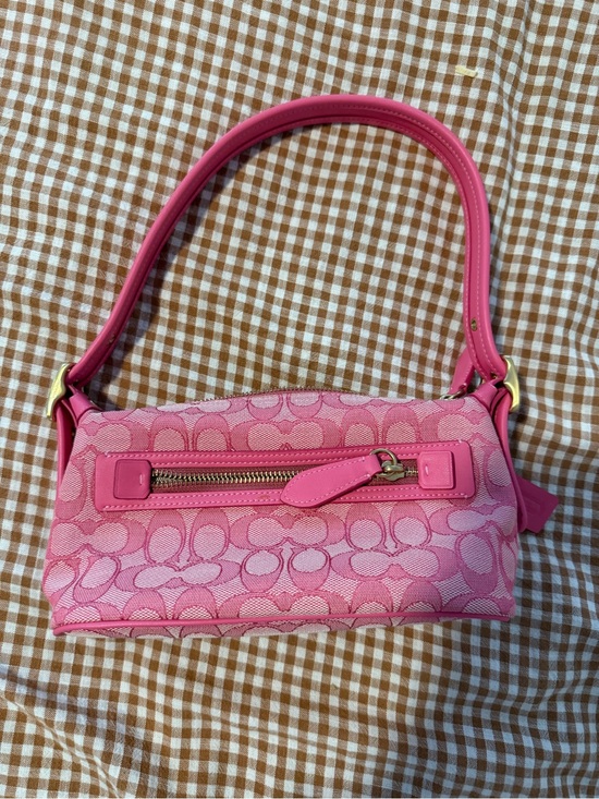 Coach Handbags - Coach Pink Signature Jacquard Shoulder Bag
